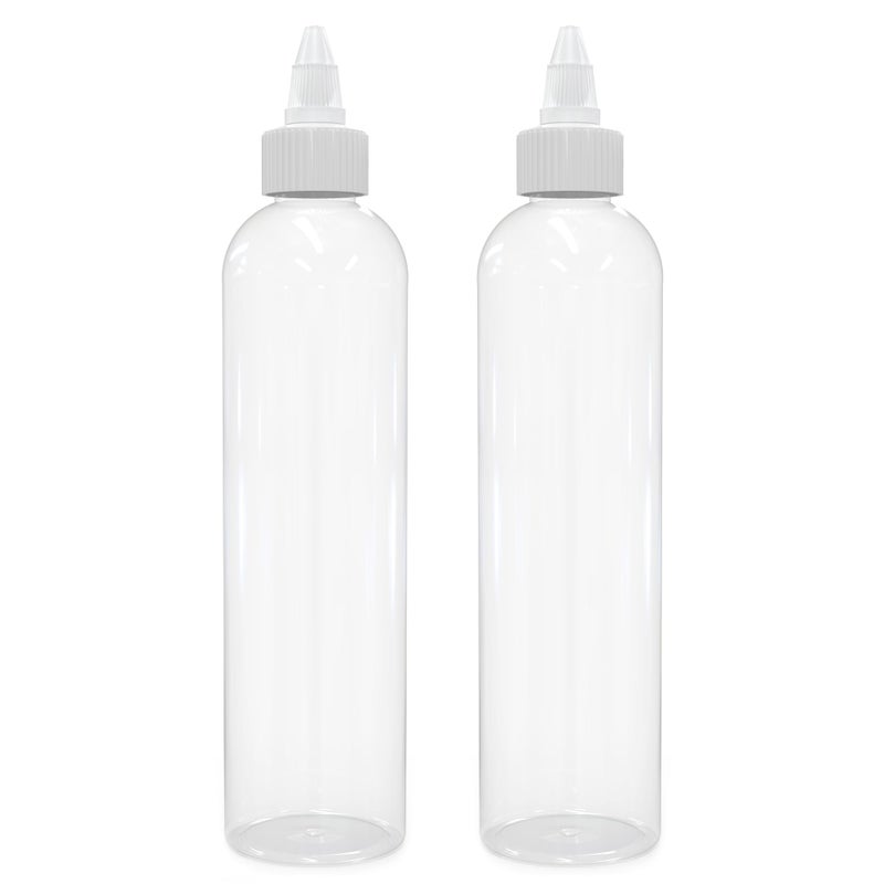 BRIGHTFROM Twist Top Applicator Bottles, Clear 8 OZ BPA-Free Plastic, Empty, Squeeze, Refillable - Open/Close Nozzle - Multi Purpose (Pack of 2) - Image 1